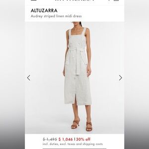 ALTUZARRA Audrey striped linen midi dress